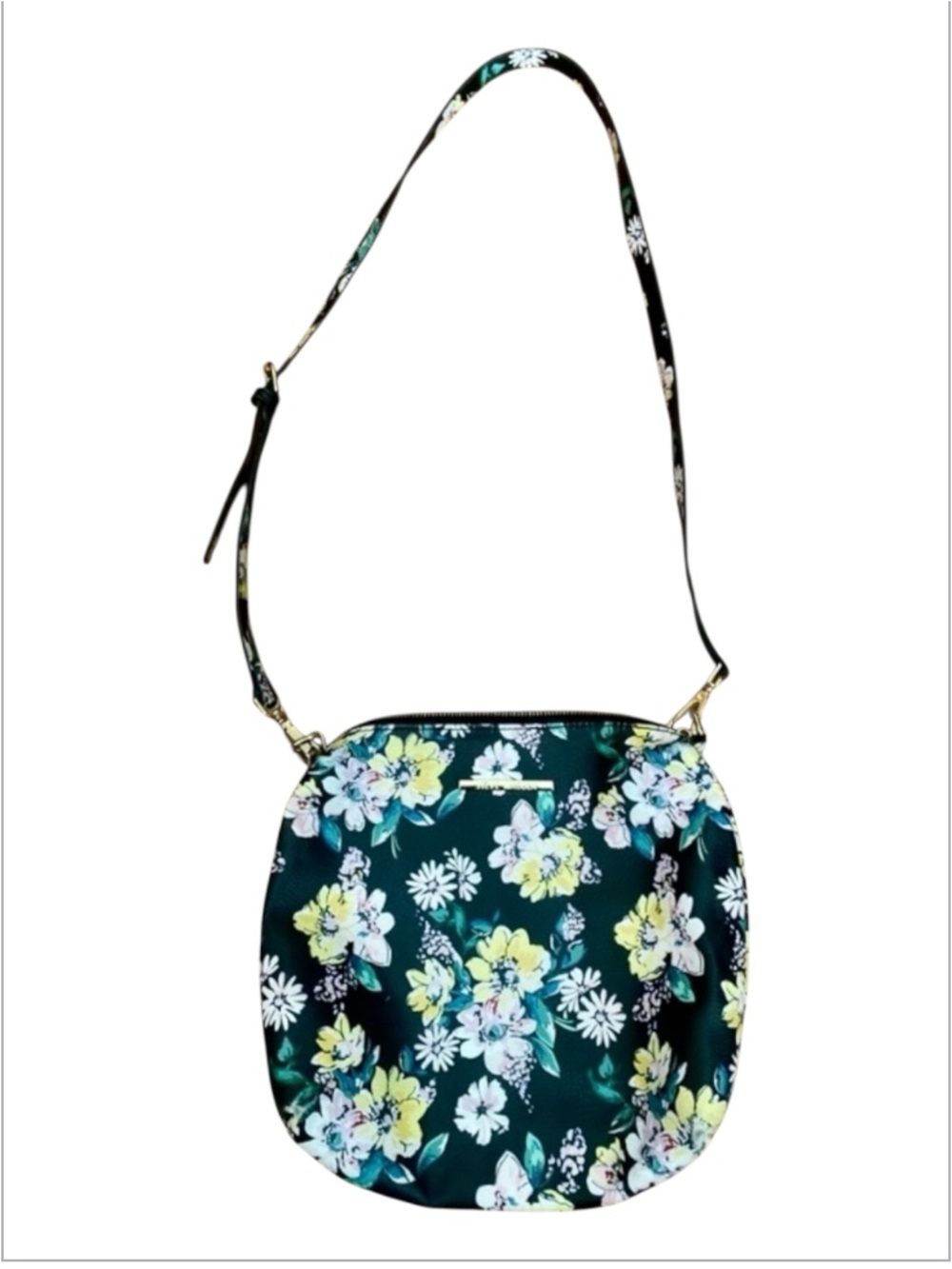 Steve Madden Floral Crossbody Bag Adjustable Strap Black Multicolor